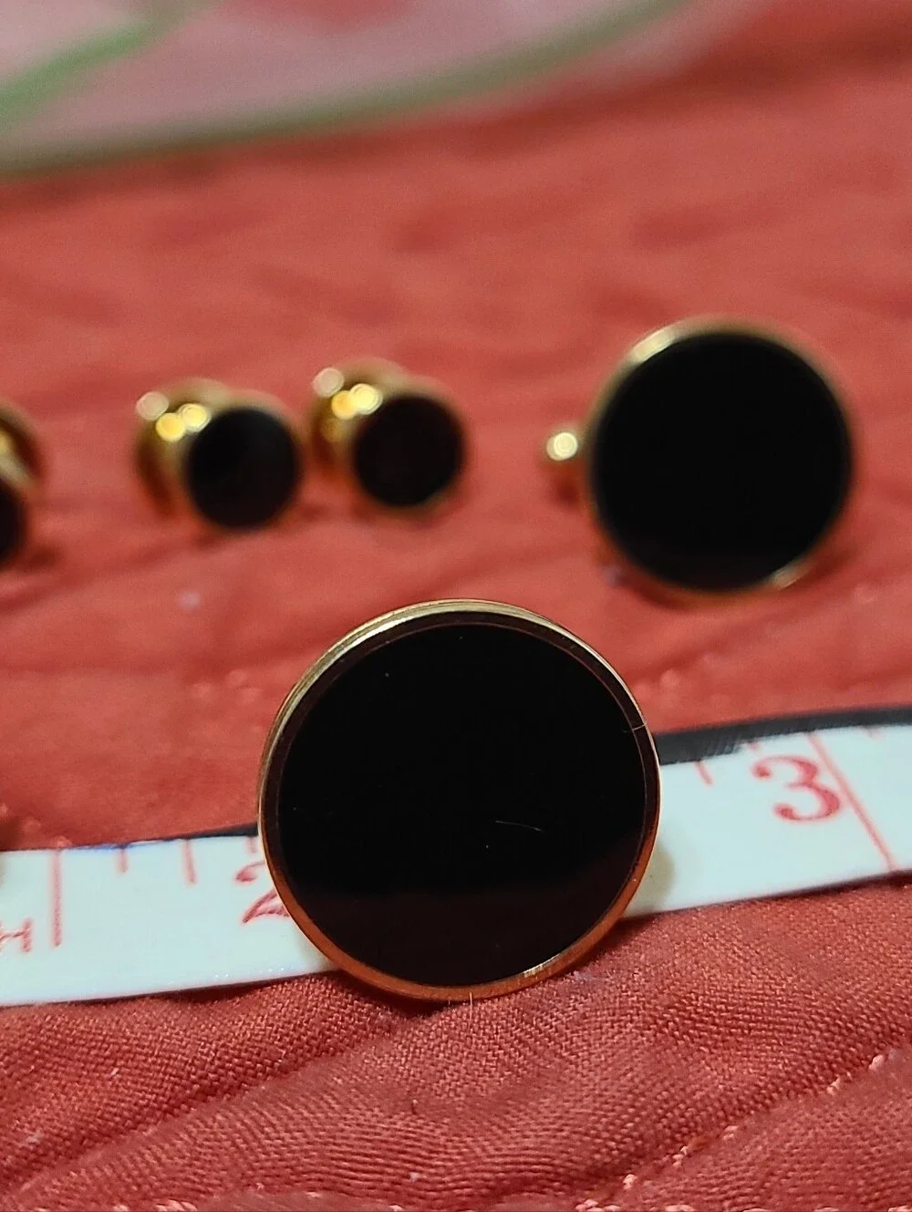Gold-Tone Black Onyx Button and Cufflink Set